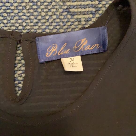 Francesca’s Blue Rain Black and Floral Blouse - Picture 2 of 5